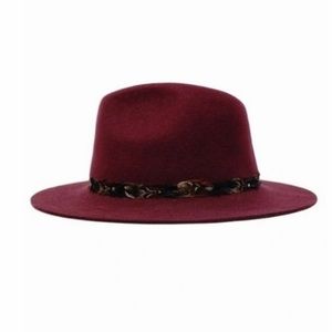 “THE CARMINE” Burgundy Feather Fedora